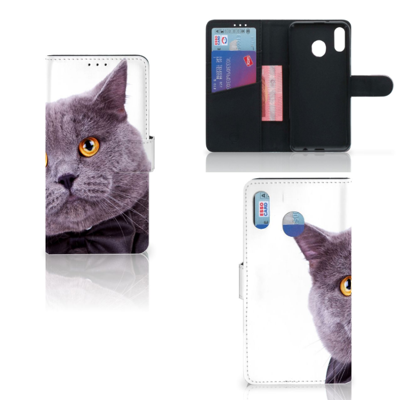 Samsung Galaxy M20 Telefoonhoesje met Pasjes Kat Samsung Galaxy M20 Telefoonhoesje met Pasjes Kat