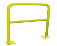 Veiligheidshek, geel, staal, 2000 mm, met plaat en bevestigingen, Ø 40 mm