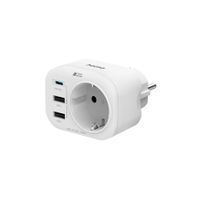 Hama Meerv. Stekkerdoos 4x V. Stopcontact 1 USB-C PD 2 USB-A 1 Geaard 20W