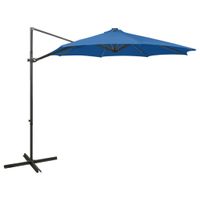 Zweefparasol met paal en LED-verlichting 300 cm azuurblauw - thumbnail