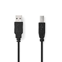 NEDIS USB-kabel - USB 2.0 - USB-A stekker - USB-B stekker - 10 W - 480 Mbps - vernikkeld - 1,00 m - rond - PVC - zwart - label