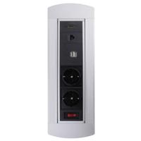 LEDmaxx 105950 Stopcontact (inbouw) Met HDMI, Met schakelaar, Met USB, Met Cat6 bus IP20 Zwart, Chroom