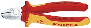 Knipex Zijsnijtang verchroomd ge‹soleerd met meer-componentengrepen, VDE-getest 160 mm - 7006160