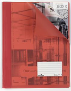 Durable DURALUX 268003 Snelhechtmap Rood DIN A4+ Etiketvenster (90 x 57 mm), Scheurbescherming, Binnentas (achterkant)