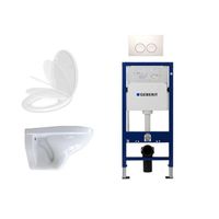 Adema Classico toiletset bestaande uit inbouwreservoir en toiletpot, softclose toiletzitting en Delta 25 bedieningsplaat wit SW730486/0701174/0261520/4345124/