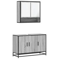 vidaXL 2-delige Badkamermeubelset bewerkt hout grijs sonoma eikenkleur, badkamerkast, toiletopbergkast, badkamerkast, badkameropbergkast, badkast