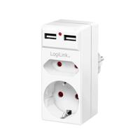 LogiLink PA0276 Contactdoos Met USB-laaduitgang, Kinderbeveiliging, Overspanningsbeveiliging IP20 Wit - thumbnail