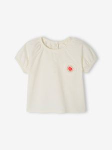 Gehaakt babyshirt met bloemmotief ecru