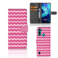 Motorola G8 Power Lite Telefoon Hoesje Waves Pink - thumbnail