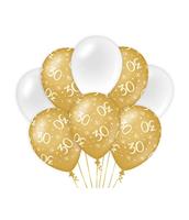 PD-Party 7023405 Verjaardag Ballonnen | Party Balloons | Natuurlijk Rubber (Latex) | Viering | Decoraties - 30, Pak van 8, Goud/Wit, 30cm Lengte x 30cm Breedte x 30cm Hoogte