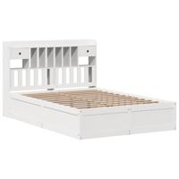 vidaXL Bedframe zonder matras massief grenenhout wit 140x190 cm, bed, bed ombouw, boxspring, bedbodem, slaapkamermeubel, twijfelaar bed, 2 persoonsbed