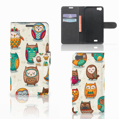 Wiko Lenny Telefoonhoesje met Pasjes Vrolijke Uilen Wiko Lenny Telefoonhoesje met Pasjes Vrolijke Uilen