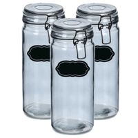 Weckpot/inmaakpot - 4x - 1L - glas - met beugelsluiting - incl. etiketten