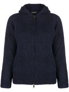 Emporio Armani cardigan en maille à capuche - Bleu