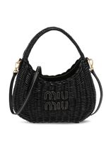 Miu Miu mini sac porté épaule Wander en osier - Noir - thumbnail