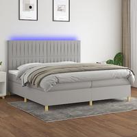 vidaXL Boxspring met matras en LED stof lichtgrijs 200x200 cm