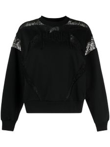 Philipp Plein sweat à empiècements en dentelle - Noir