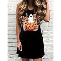 Dames Tank-jurk Grafisch Geest Afdrukken Strakke ronde hals Mini-jurk Stijlvol Casual Halloween Mouwloos Zomer Lightinthebox - thumbnail