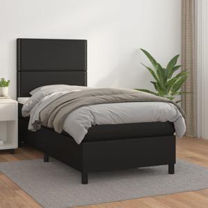 Boxspring met matras kunstleer zwart 90x200 cm SKU: V3142761