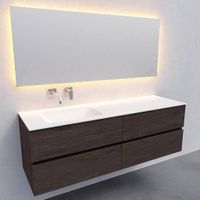 Badkamermeubel Solid Surface AQS Oslo 150x46 cm Links Wood Dark Brown 4 Laden Boss & Wessing - thumbnail