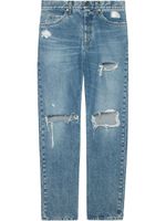 Gucci jean droit à effet usé - Bleu