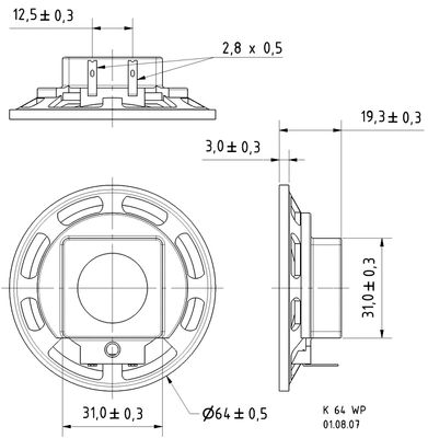 Visaton K 64 WP - 8 Ohm 2.5 inch 6.4 cm Mini-luidspreker 2 W 8 Ω Zwart Kunststof membraan