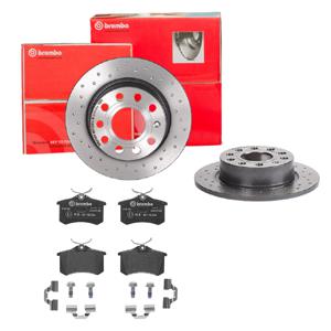 Remmenset, remschijf BREMBO, Remschijftype: Geperforeerd, Inbouwplaats: Achteras: , u.a. für Seat, VW, Skoda, Audi