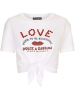 Dolce & Gabbana t-shirt noué à logo imprimé - Blanc