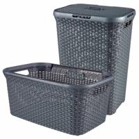Curver 2-delige Wasboxen- en mandenset Style 45L+60L antraciet
