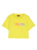 Missoni Kids t-shirt crop à logo brodé - Jaune - thumbnail