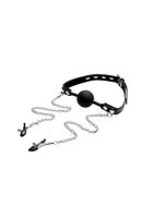 Silicone Ball Gag with Nipple Clamps