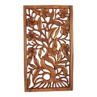 Houten Muurdecoratie Bloemen Bruin (49 x 28 x 2 cm)