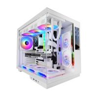 Mars Gaming MC-MIRAGE, Gaming Behuizing ATX, 7,2” LCD IPS Scherm Personaliseerbaar, Doorlopend Gehard Glas Voor- en Zijpaneel, Dubbele Kamerstructuur, Ondersteuning Waterkoeling tot 360mm, Wit