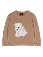 Il Gufo pull en laine vierge à motif ourson - Marron