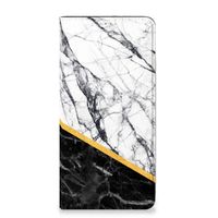 Samsung Galaxy A14 5G Standcase Marmer Wit Zwart - Origineel Cadeau Man - thumbnail