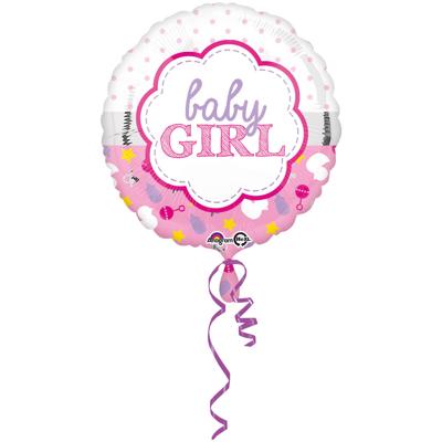 Amscan Folieballon Baby Girl 43 Cm Roze/wit
