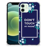 iPhone 12 Mini Anti Shock Case Flowers Blue DTMP - thumbnail