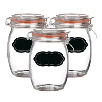 Weckpot/inmaakpot - 6x - 1L - glas - met beugelsluiting - incl. etiketten