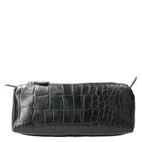 Leather Design Leren Make Up / Pen Etui M Croco Zwart - thumbnail