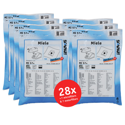 Groot voordeelpak Scanpart Stofzuigerzakken MI57+ 28 stuks