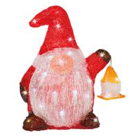 Kerstverlichting figuur - gnome/dwerg - 17 x 25 x 29 cm - LED decoratie kerstfiguren - thumbnail