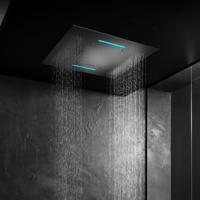 Hoofddouche Hotbath Mate Inbouw Plafond Vierkant Geborsteld Nikkel 95cm met LED Verlichting en Waterval