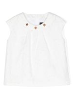 Versace Kids blouse Barocco Sangallo à design sans manches - Blanc