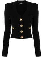 Balmain cardigan en maille pointelle à col v - Noir