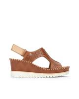 Pikolinos Aguadulce bruin lederen sandalen -Hoogte 7cm sleehak