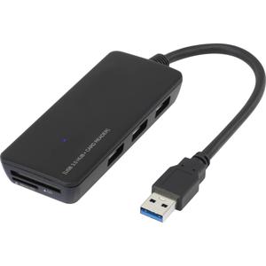 Renkforce USB 3.2 Gen 1-hub 3 poorten Met ingebouwde SD-kaartlezer Zwart