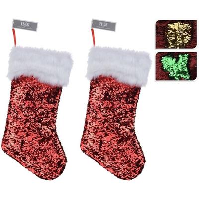 2x Verander Pailletten Kerstsok Rood/groen En Rood/goud Voor Kinderen - Kerstsokken 2x Verander Pailletten Kerstsok Rood/groen En Rood/goud Voor Kinderen - Kerstsokken