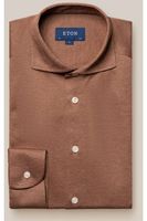 ETON Slim Fit Jersey shirt lichtbruin, Effen