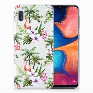 Samsung Galaxy A20e TPU Hoesje Flamingo Palms