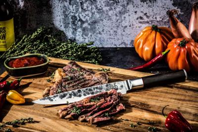 Vleesmes - GESMEED - SEBRA - Japans 440C staal - Dalbergia houten handvat - L 20,5 cm